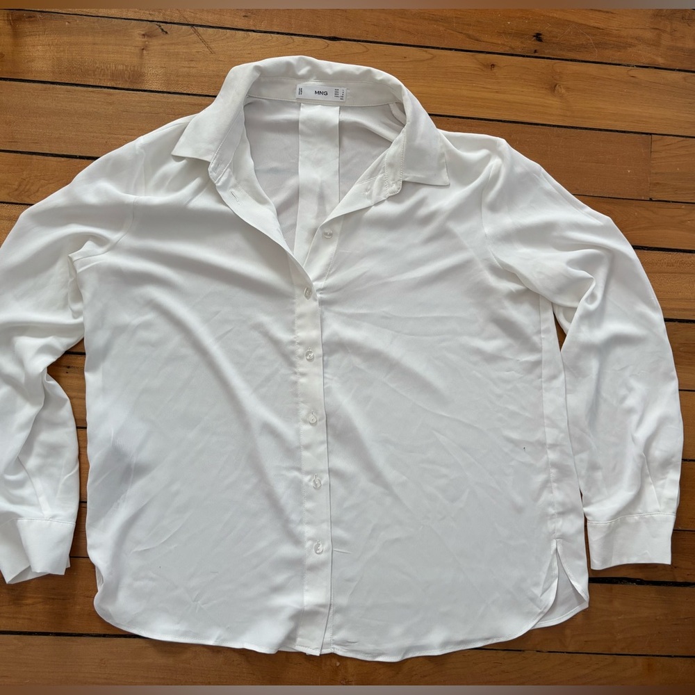Mango off white semi sheer blouse